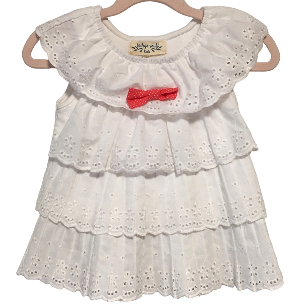 Sundress eyelet emb ruffles tiered indigo soul kids 18 mo EUC Like new